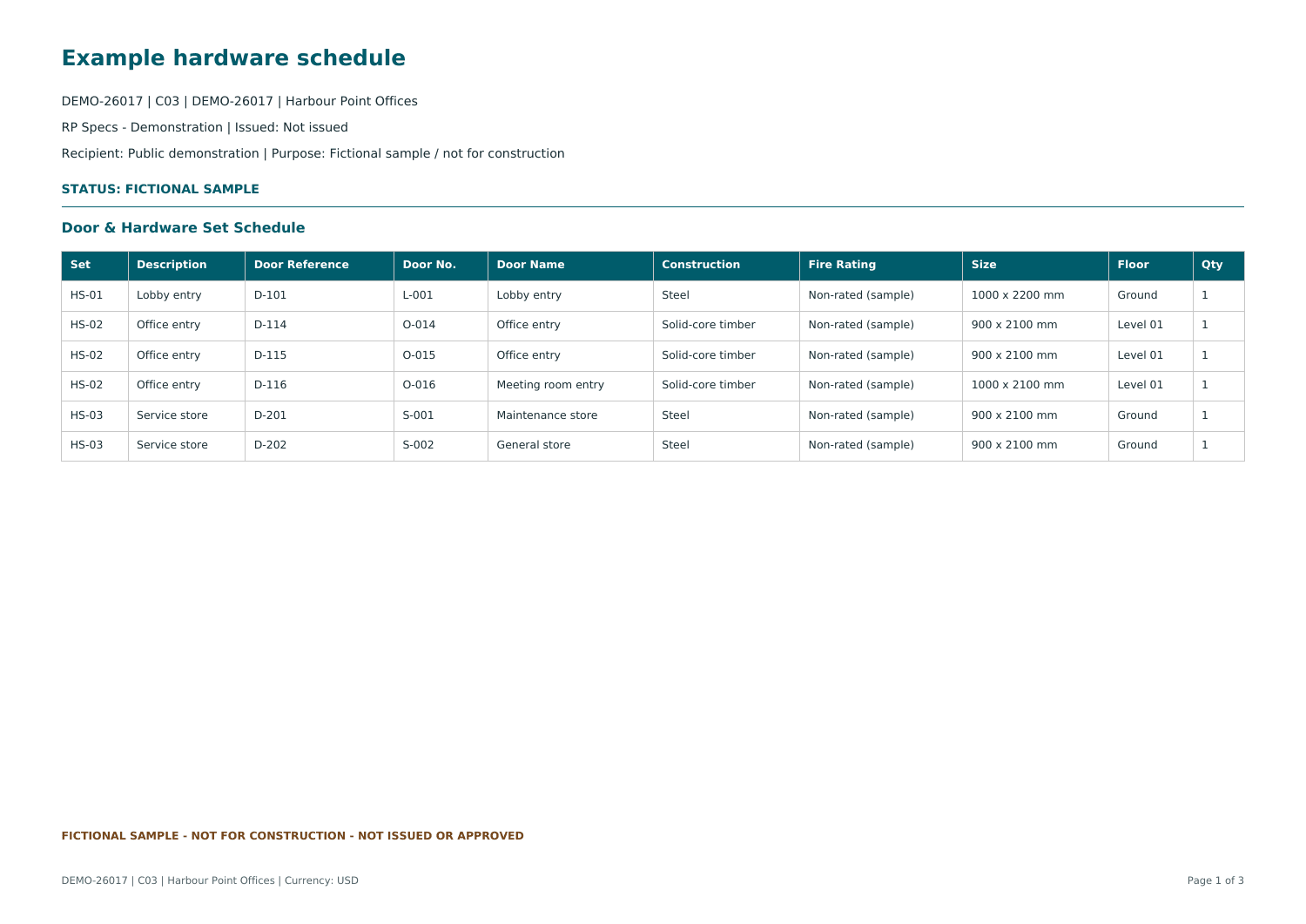 Preview of the fictional hardware set schedule